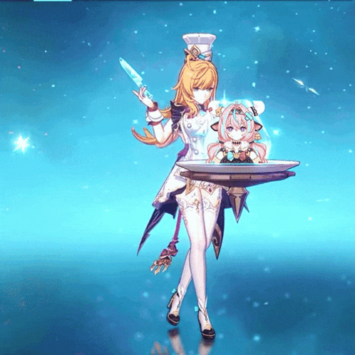 a girl in a chef 's outfit is holding a knife