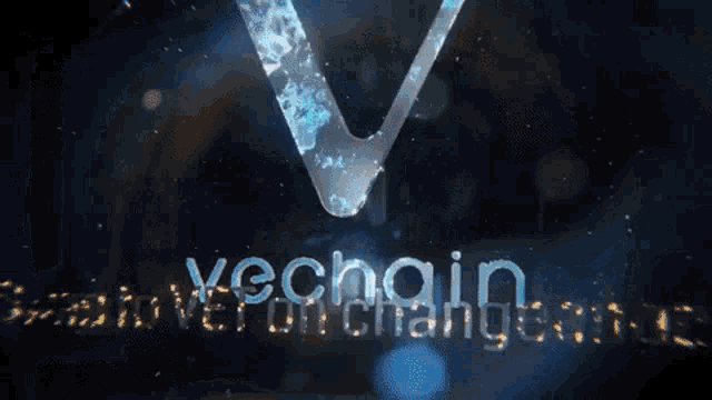 the word vechain is on a dark background