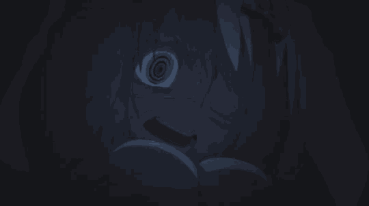a close up of a person 's face with a spiral in the eye