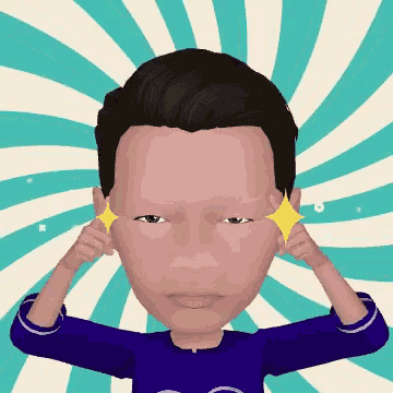 a cartoon of a man covering his ears with his hands with a swirl in the background