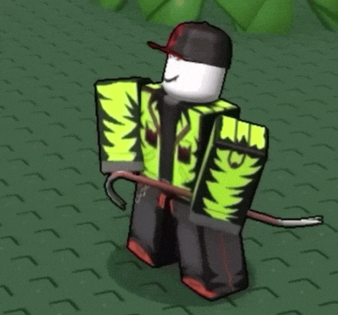 a roblox character is wearing a black hat and holding a stick