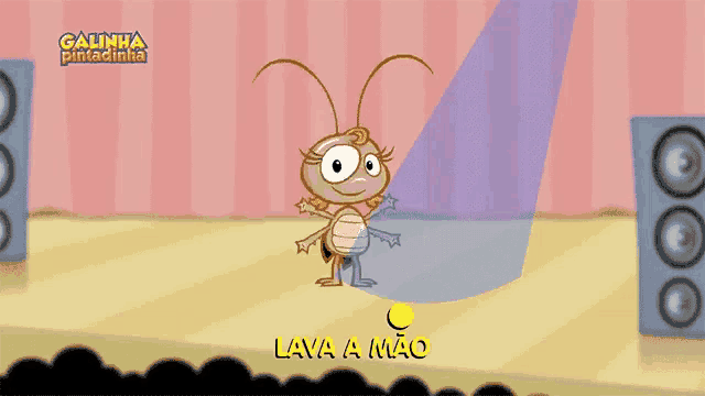 a cartoon drawing of a cockroach with the words lava a mao underneath it
