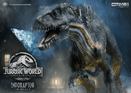 a statue of indoraptor from jurassic world is shown