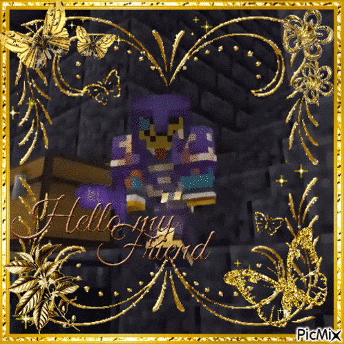 a picture of a minecraft character with the words hello my friend