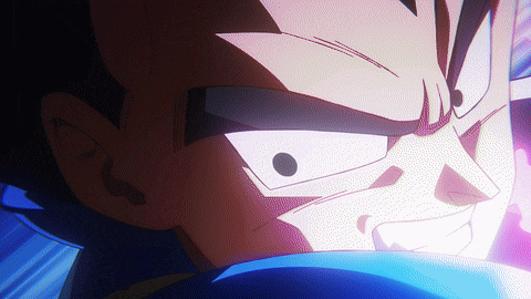 a close up of a dragon ball z character 's face