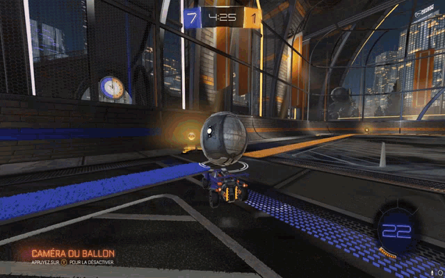a rocket league game is being played in a stadium