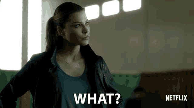 a woman in a black jacket says what in a netflix ad
