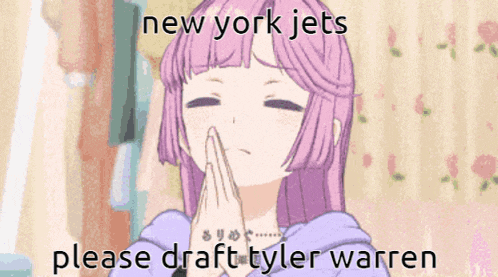 a picture of a girl with purple hair asking for draft tyler warren