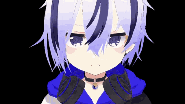 a girl with headphones around her neck has a necklace with a lightning bolt on it
