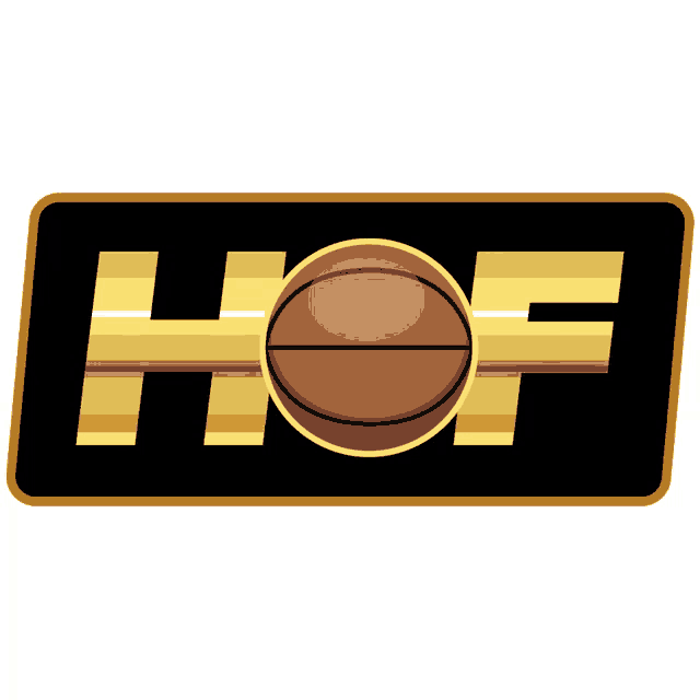 a logo for hof with a basketball in the middle