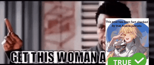 a man giving a thumbs up next to a picture of a girl and the words get this woman a true
