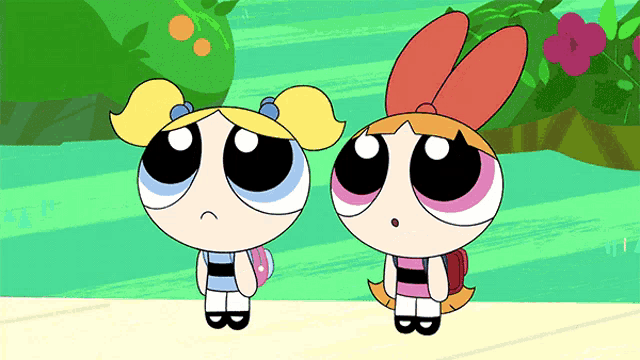 bubbles and blossom from the powerpuff girls