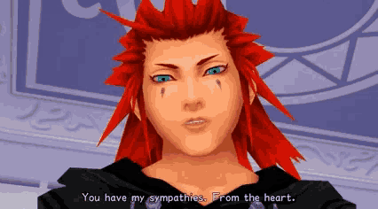 a video game character says " you have my sympathies from the heart "