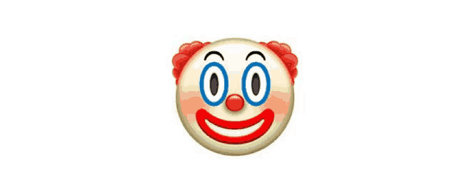 an emoji of a clown with blue eyes and a red nose