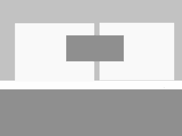 a gray background with two white squares and a rectangle in the middle .