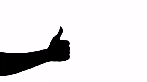 a silhouette of a hand giving a thumbs up with the word ok below it