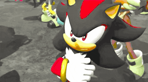 shadow the hedgehog from the video game sonic the hedgehog is looking at the camera