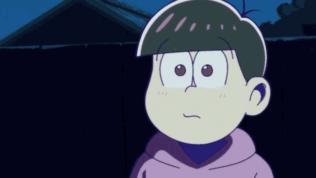 a cartoon character with a purple hoodie and purple hair