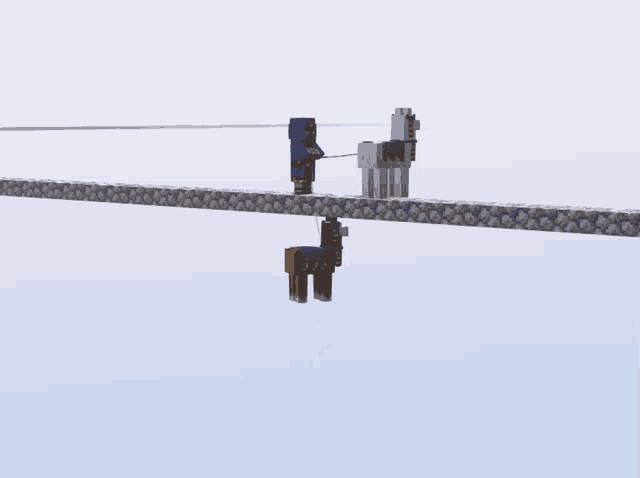 a minecraft screenshot of a llama being pulled by a man