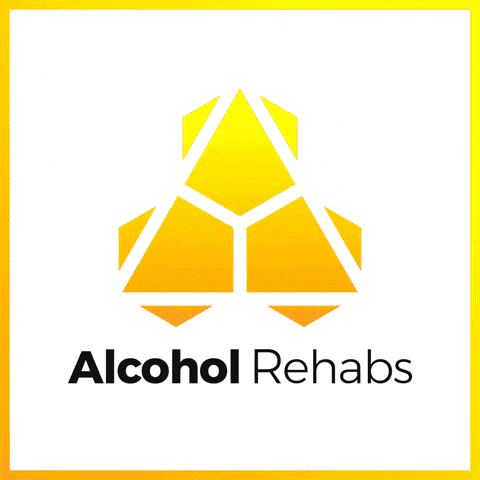 a logo for alcohol rehabs with a blue and white triangle