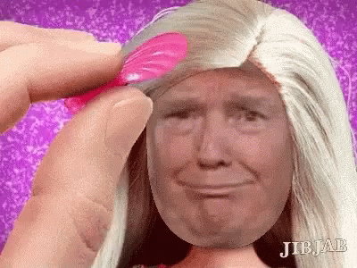 Trump Barbie Fixing Hair GIF - Trump Barbie Fixing Hair Combing GIFs