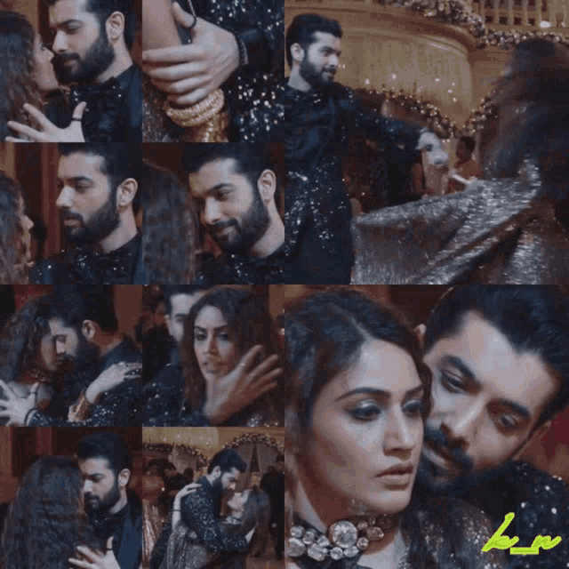 a collage of images of a man and a woman dancing