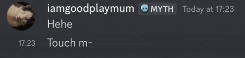 a screenshot of a conversation between iamgoodplaymum and myth today at 17:23