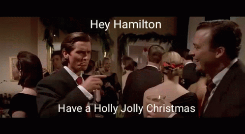 Have A Holly Jolly Christmas Hey Hamilton GIF - Have A Holly Jolly Christmas Hey Hamilton American Psycho GIFs