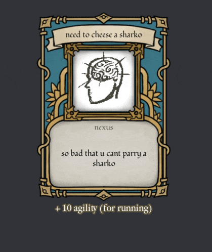 a card that says " need to cheese a sharko "
