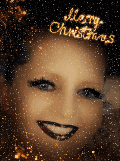 a picture of a woman with the words merry christmas written on it