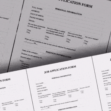 a job application form is opened to a page that says personal information