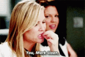 two women are sitting next to each other and one of them says you mark sloan