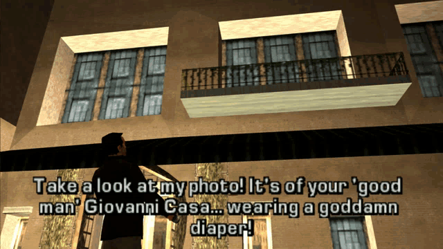 a man in a video game says take a look at my photo it 's of your good man