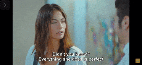 a woman is talking to a man and says " didn 't you know "