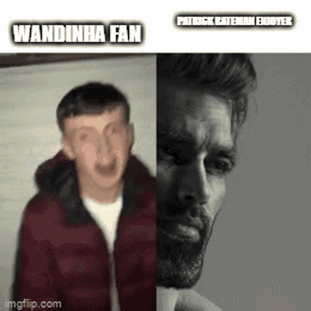 a man with a beard is making a funny face next to another man with a sad face .