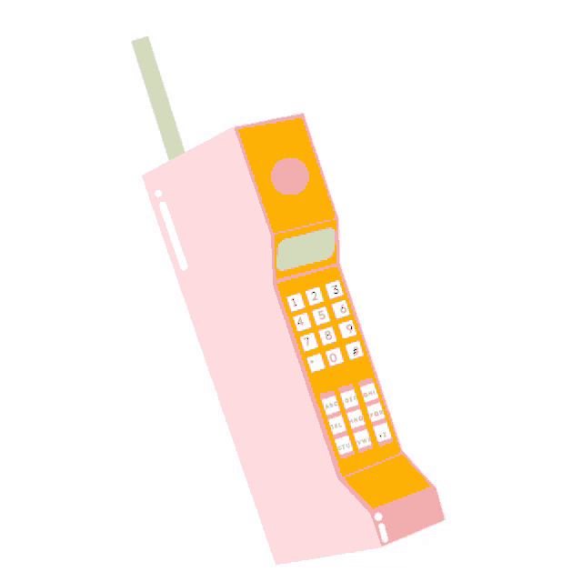 a pink and orange cell phone with the numbers 1 2 3 4 5 6 7 8 9 and 0 on it