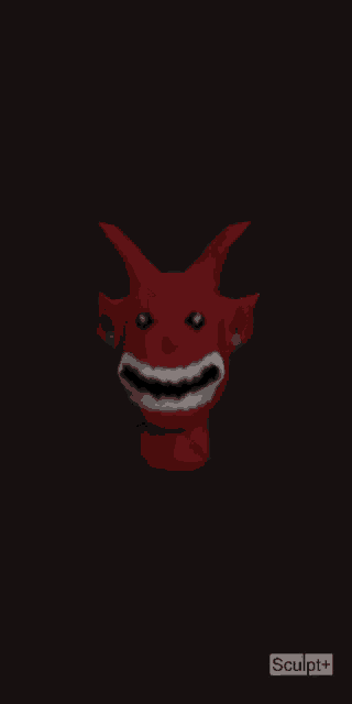 a 3d model of a devil 's head is displayed on a black screen