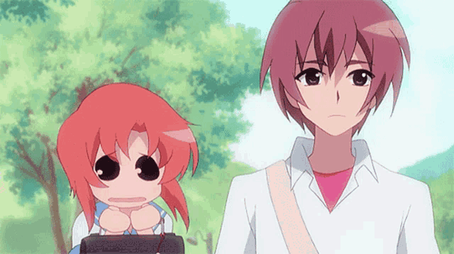 a man and a girl are standing next to each other