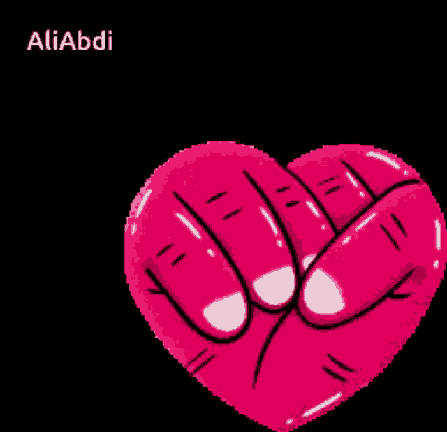 a pink heart with the name aliabdi on the bottom right