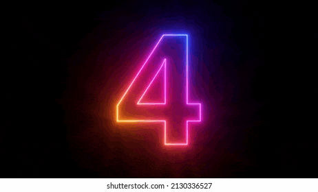 the number four is glowing in the dark with a rainbow of colors .