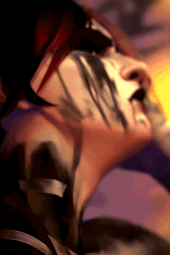 a close up of a person 's face with a shadow on it