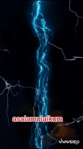 a blue lightning bolt with the words " assalamualaikum " on the bottom right