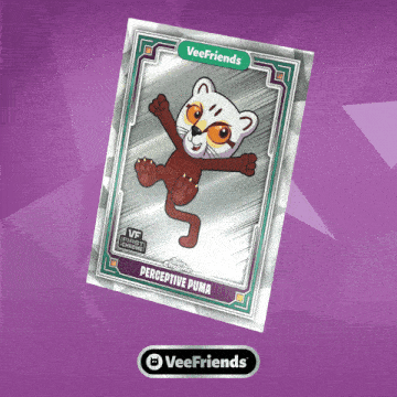 a veefriends card with a picture of a cat