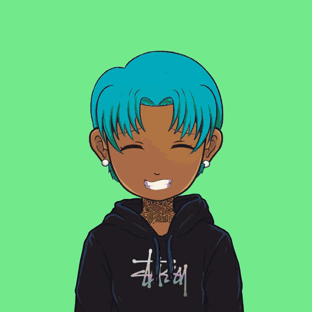 a cartoon drawing of a girl with blonde hair
