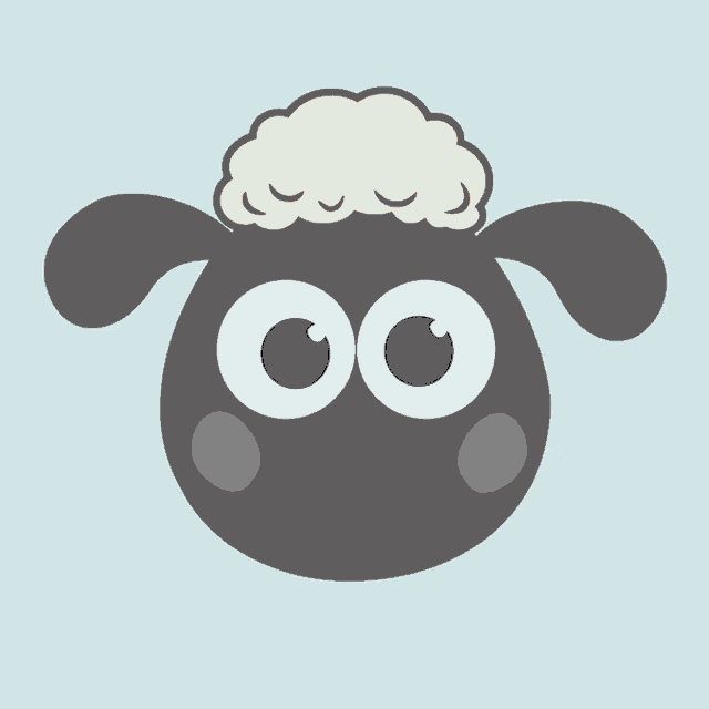 a cartoon illustration of a sheep with big eyes and a white cloud on its head