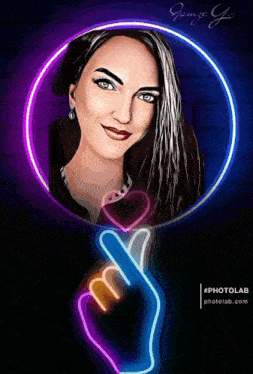 a painting of a woman with a heart in her hand and the words #photolab at the bottom
