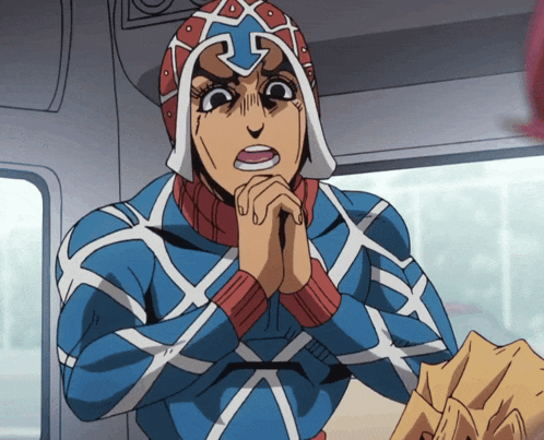 a cartoon character with a surprised look on his face is wearing a red white and blue outfit