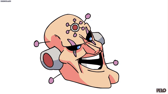 a cartoon character with a big mouth and the word pelo on the bottom left