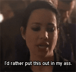 a woman in a crowd says " i 'd rather put this out in my ass "