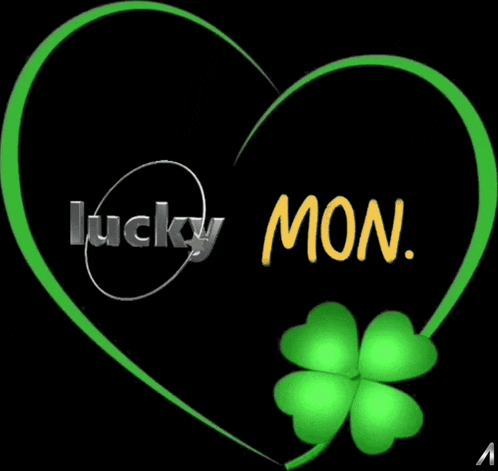 a heart with the words lucky mon and a green clover